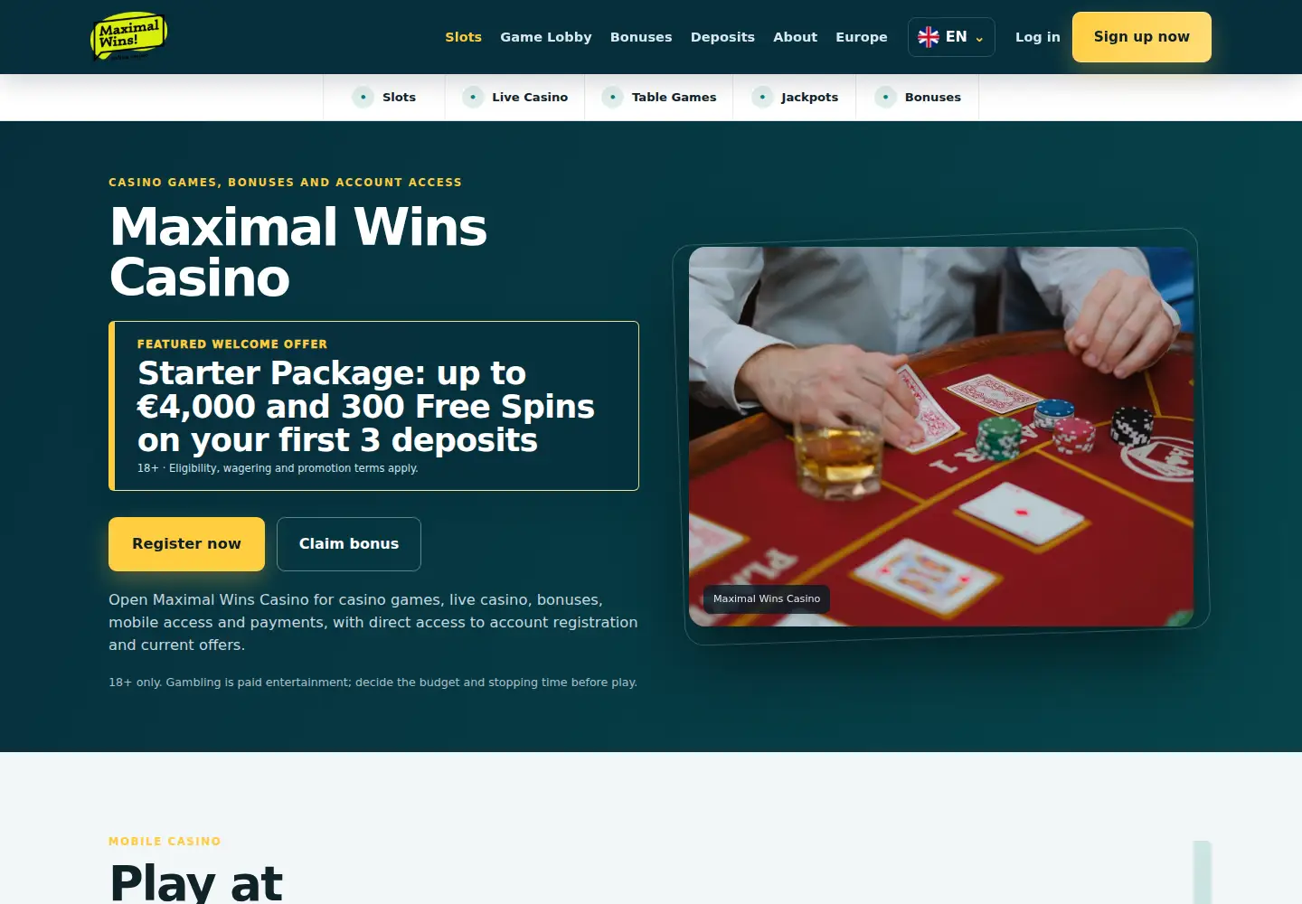 Screenshot of maximalwins.eu
