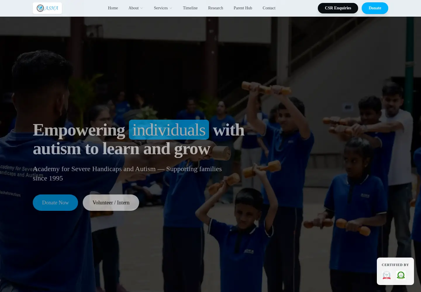 Screenshot of ashaforautism.com