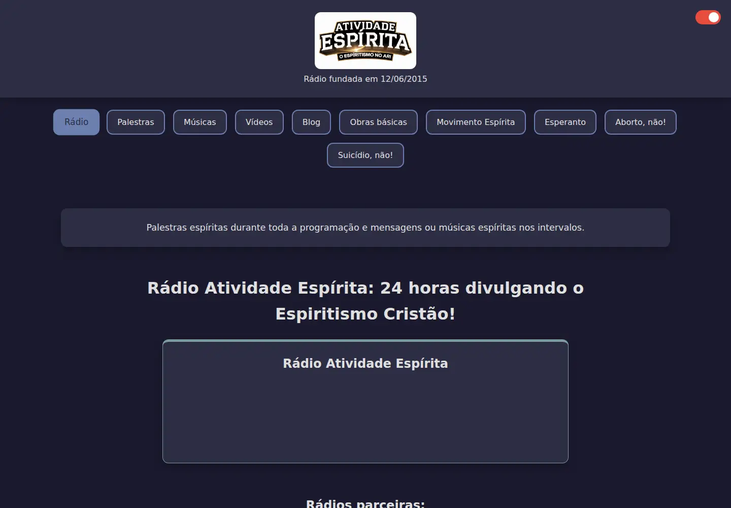 Captured homepage of atividadeespirita.com in the current scan