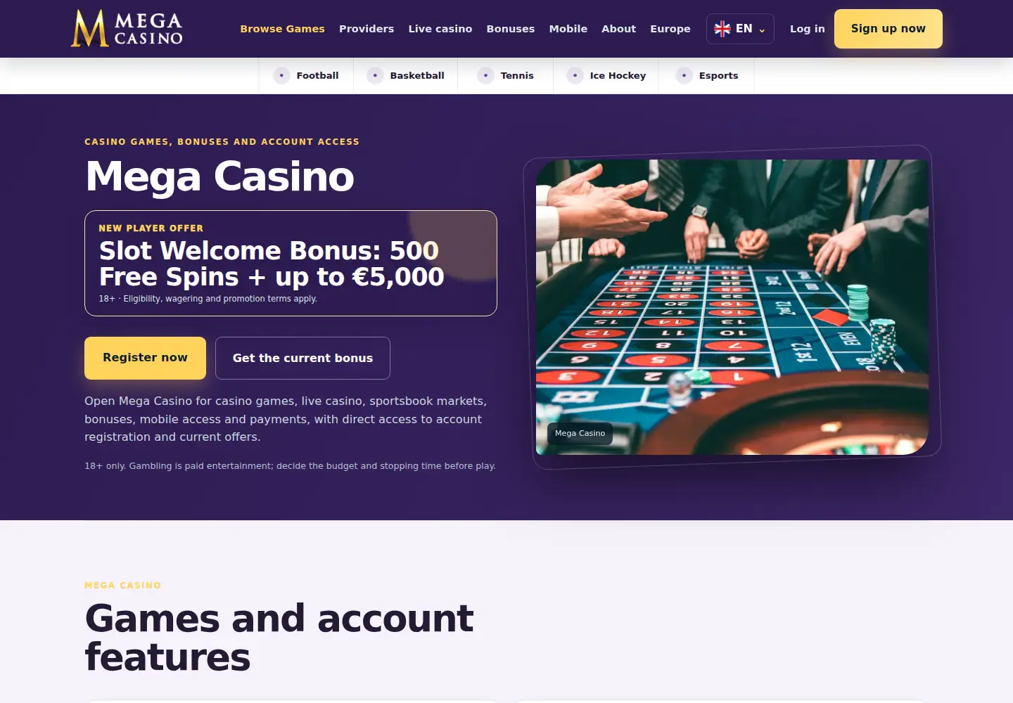 Screenshot of mega-casino.eu