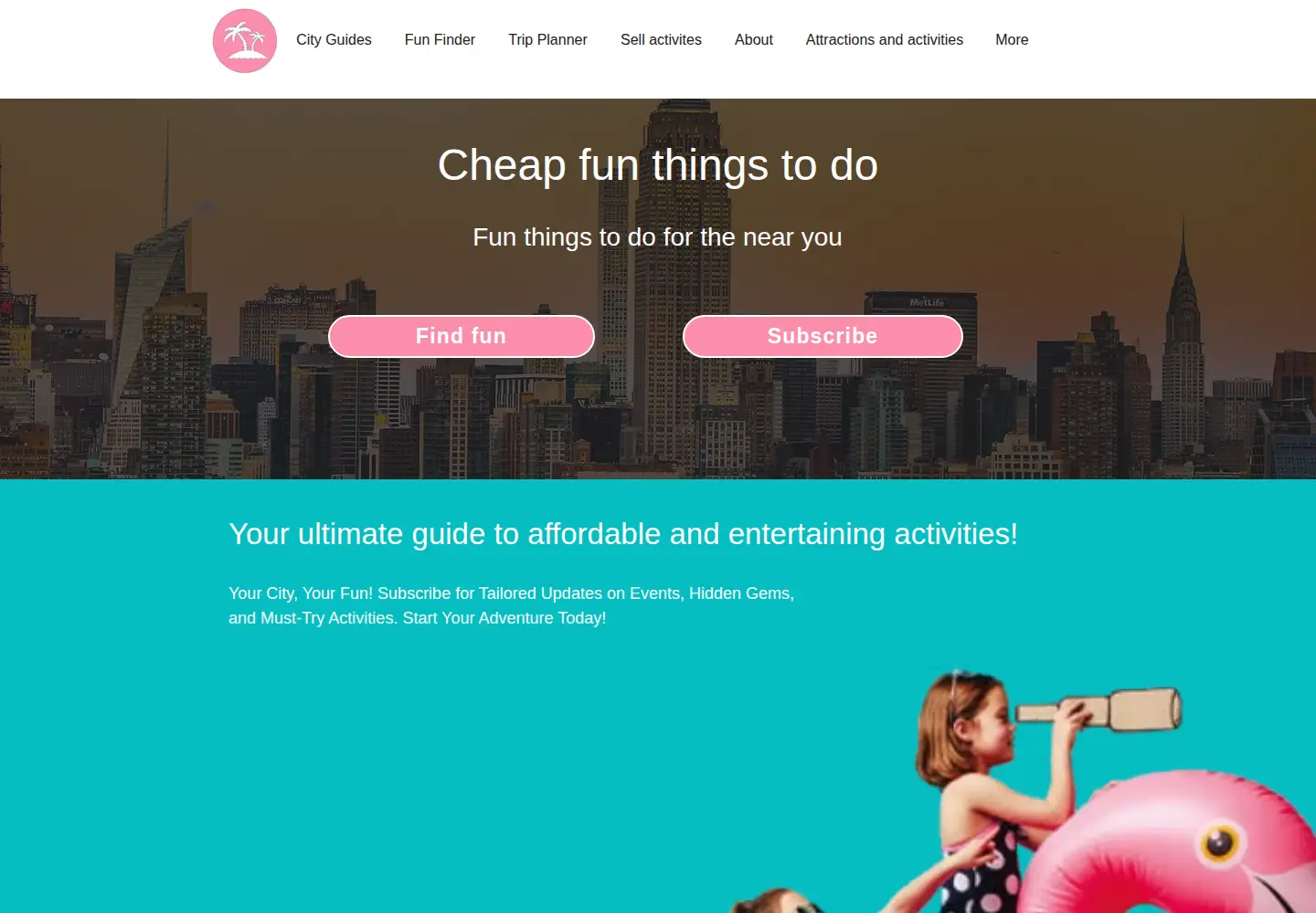 Screenshot of cheapfunthingstodo.com