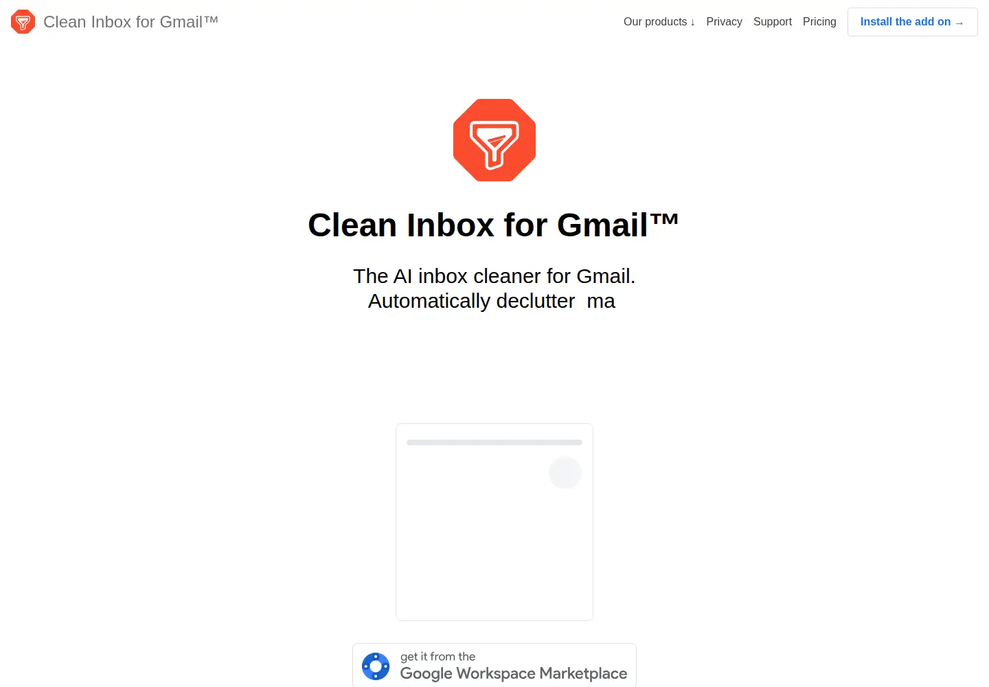 Screenshot of cleaninboxforgmail.com