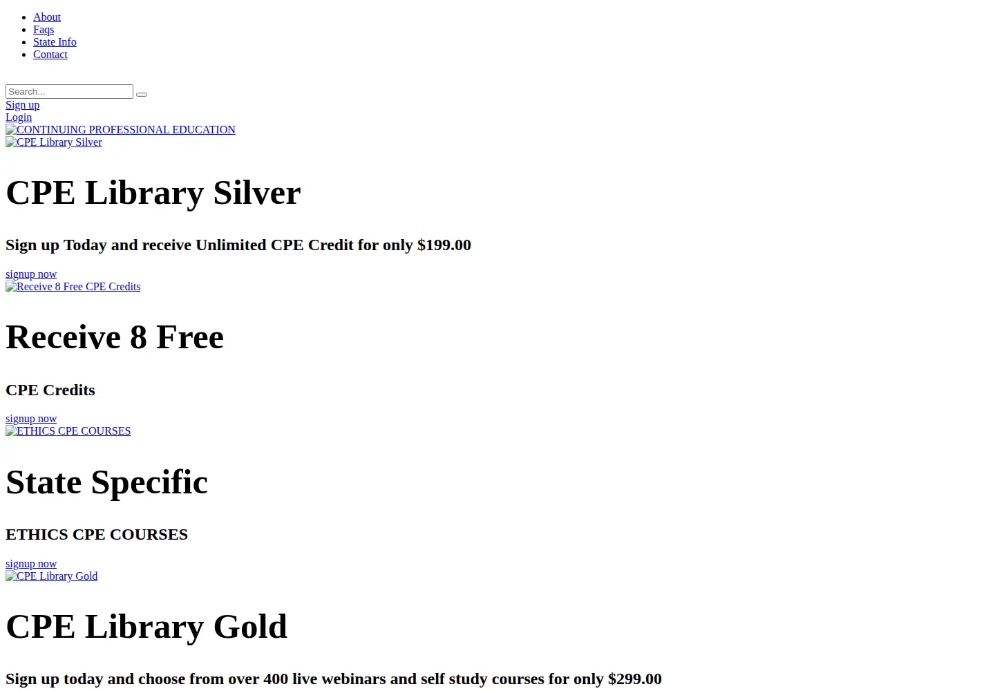 Captured homepage of cpecredit.com in the current scan