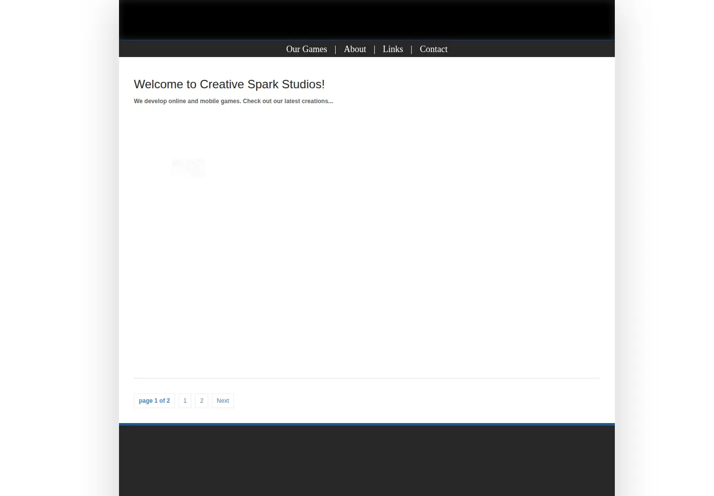 Captured homepage of creativesparkstudios.com in the current scan