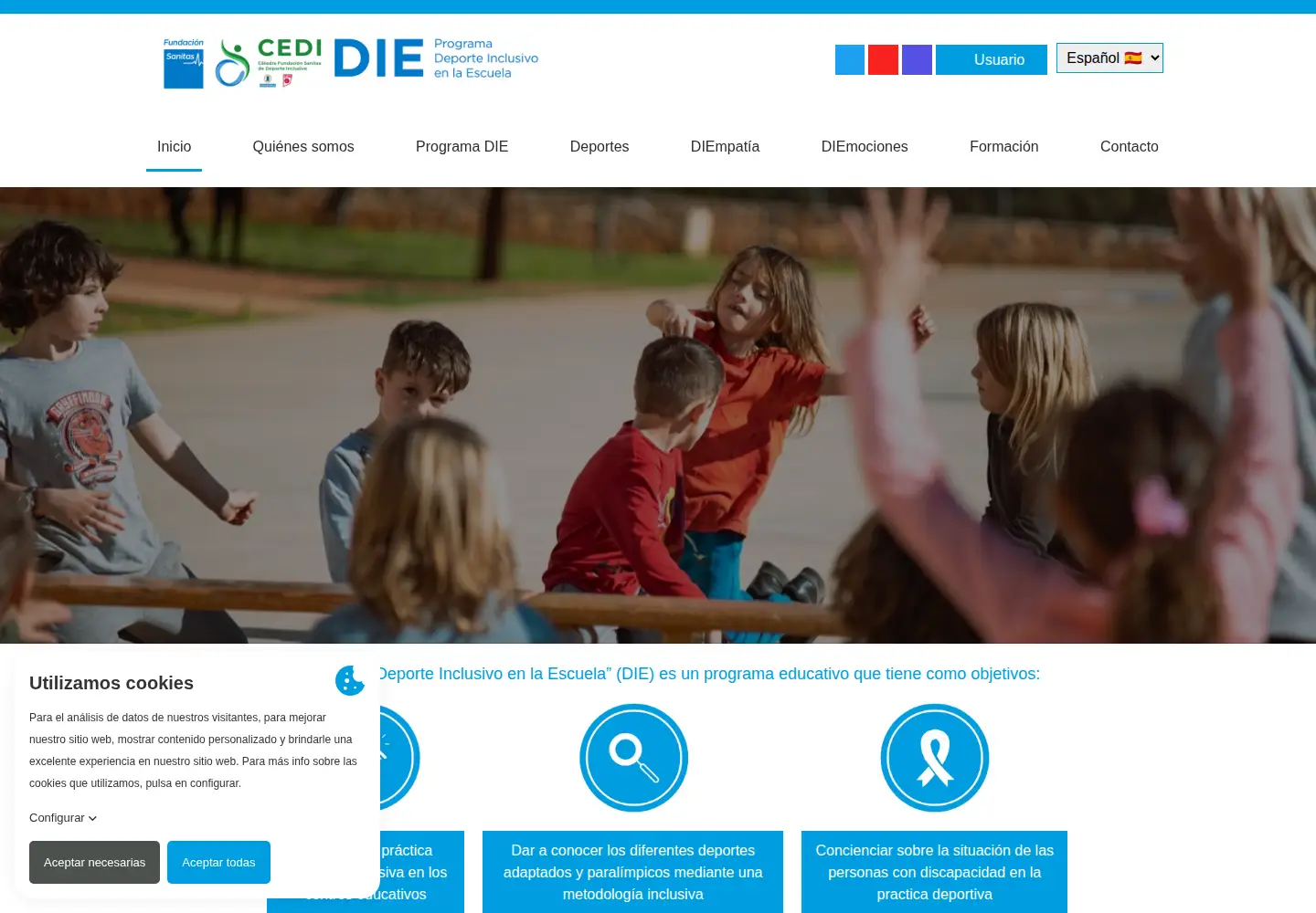 Captured homepage of deporteinclusivoescuela.com in the current scan