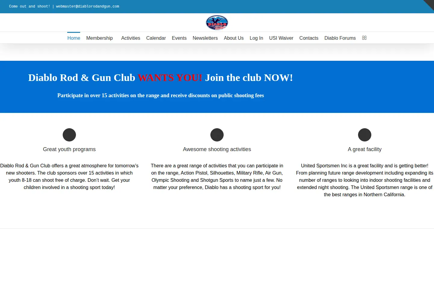 Captured homepage of diablorodandgun.com in the current scan