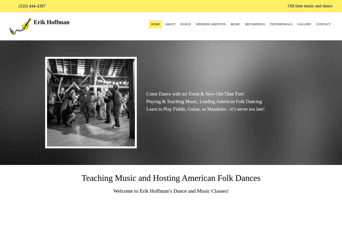Captured homepage of erikhoffman.com in the current scan