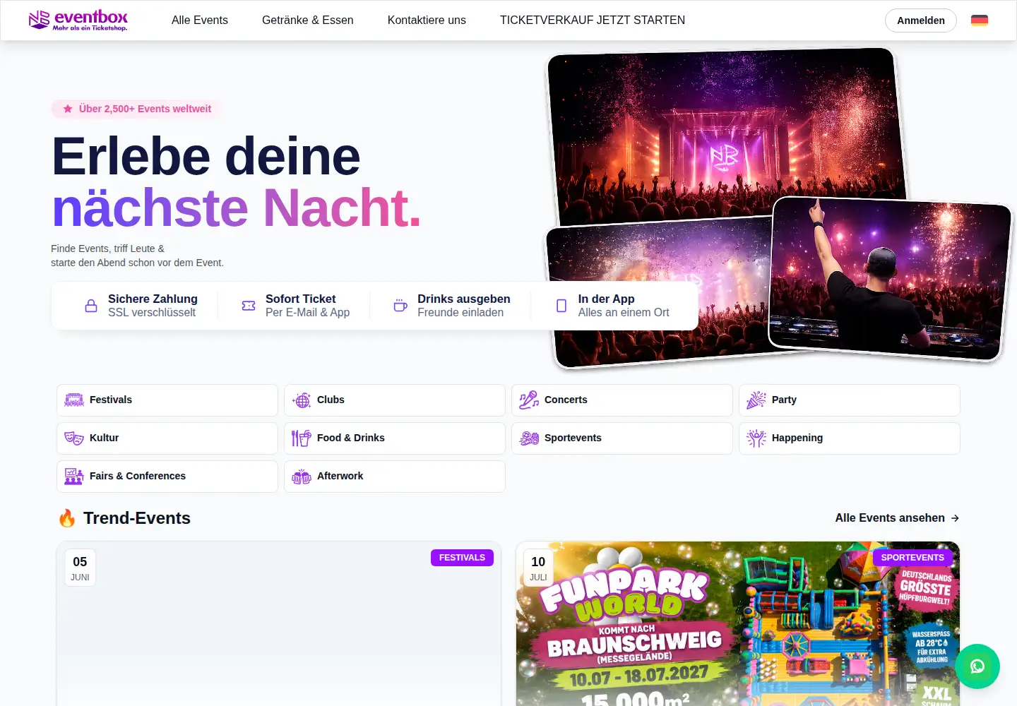 Captured homepage of eventboxde.com in the current scan