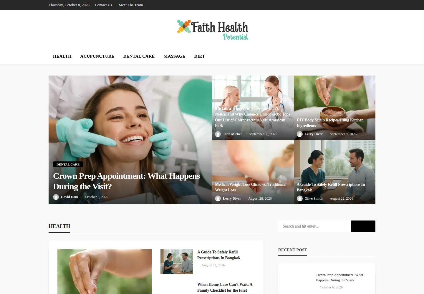 Screenshot of faithhealthpotential.com