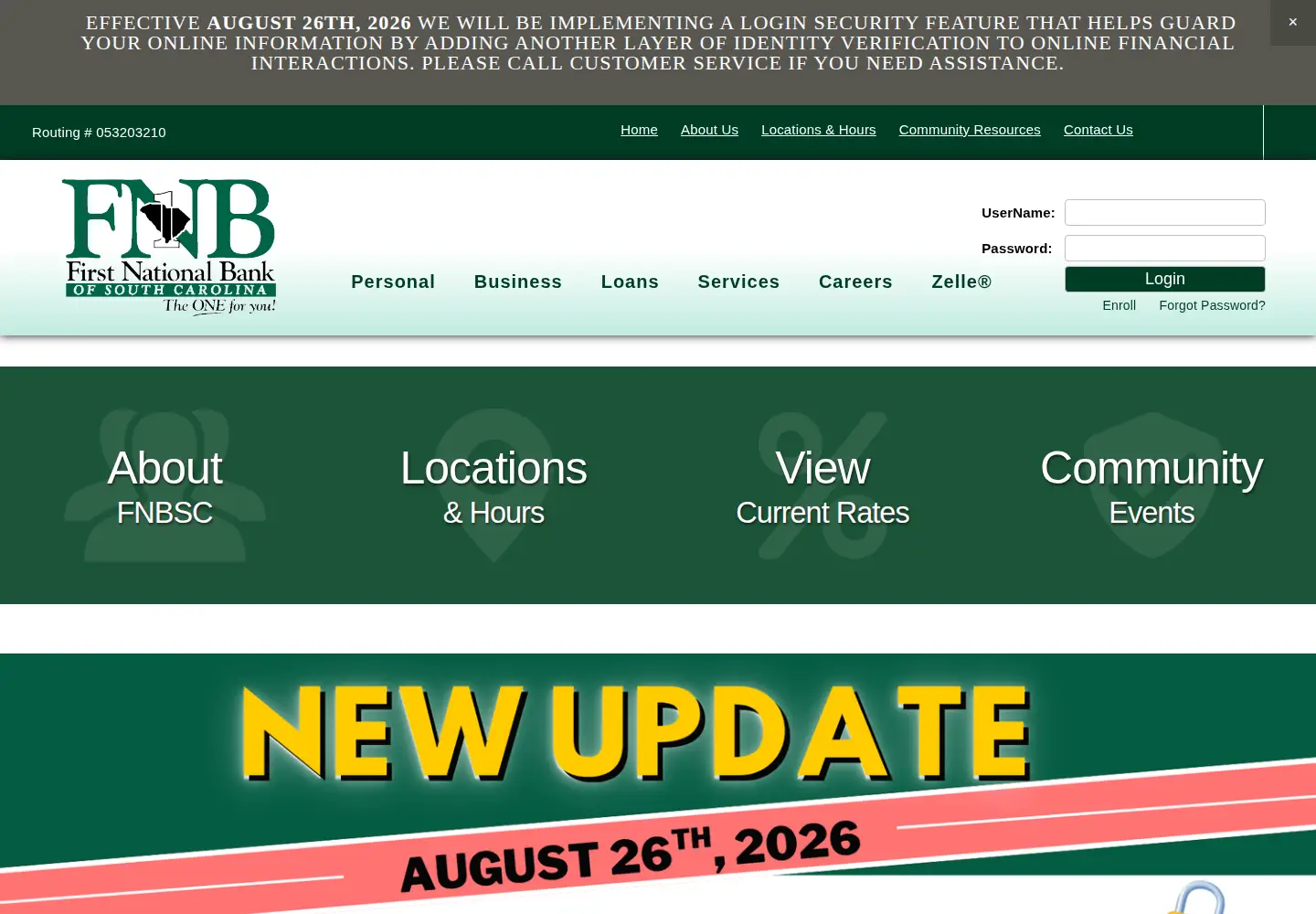 Captured homepage of fnbsc.com in the current scan