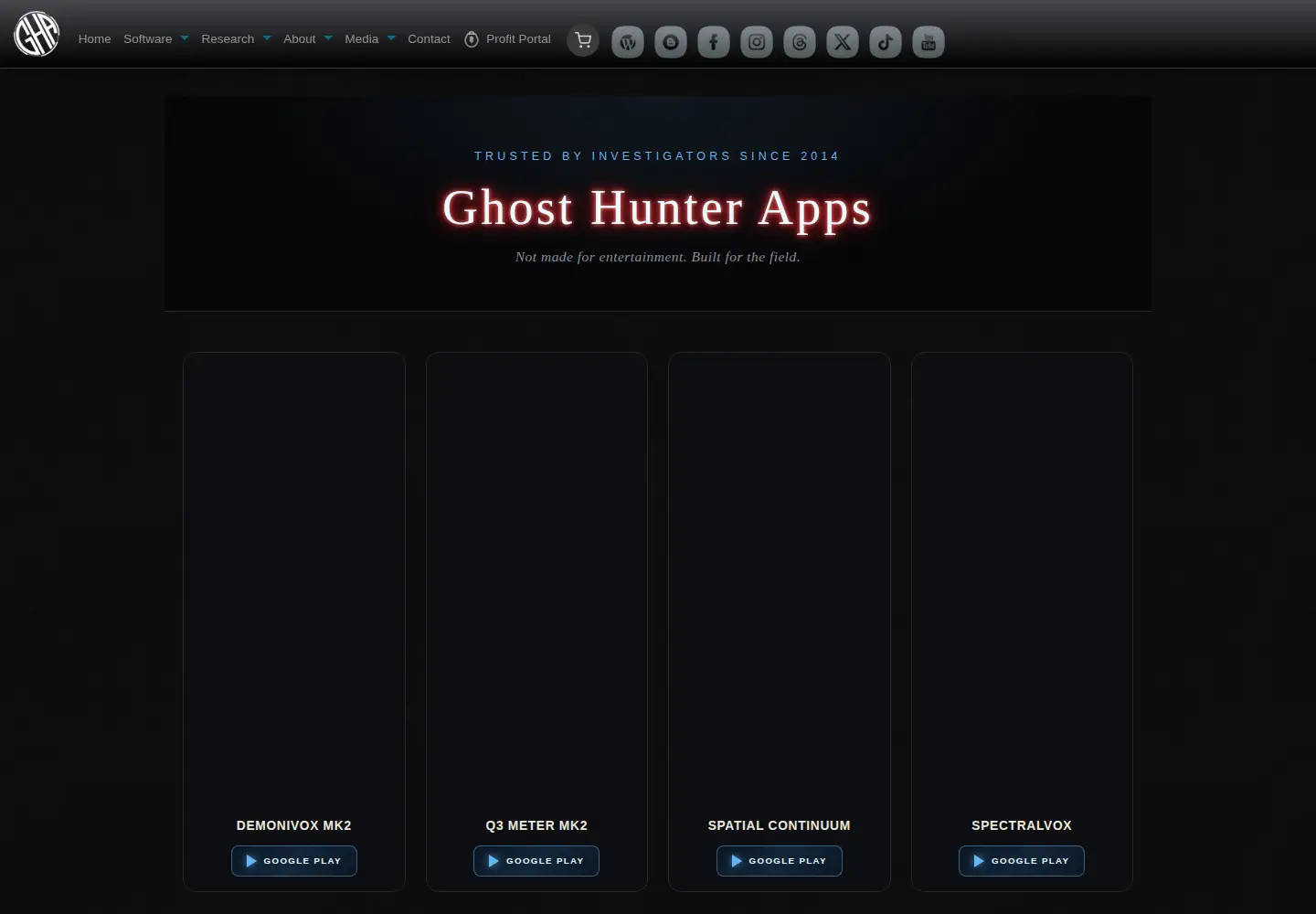 Screenshot of ghosthunterapps.com