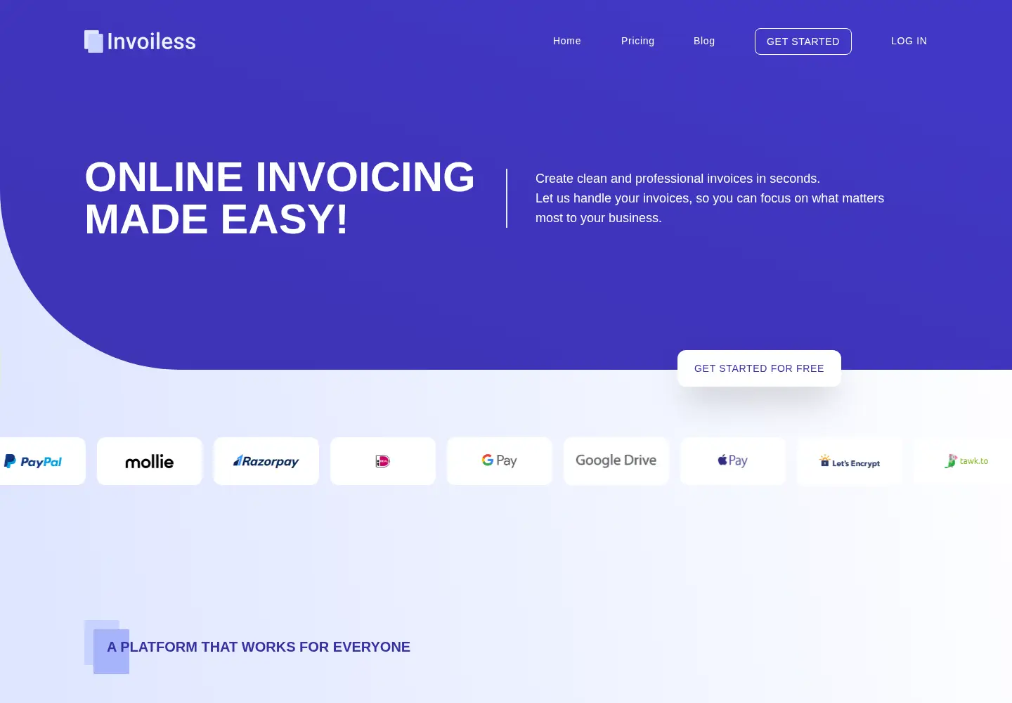 Screenshot of invoiless.com