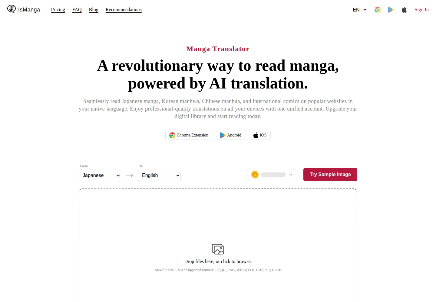Screenshot of ismanga.com