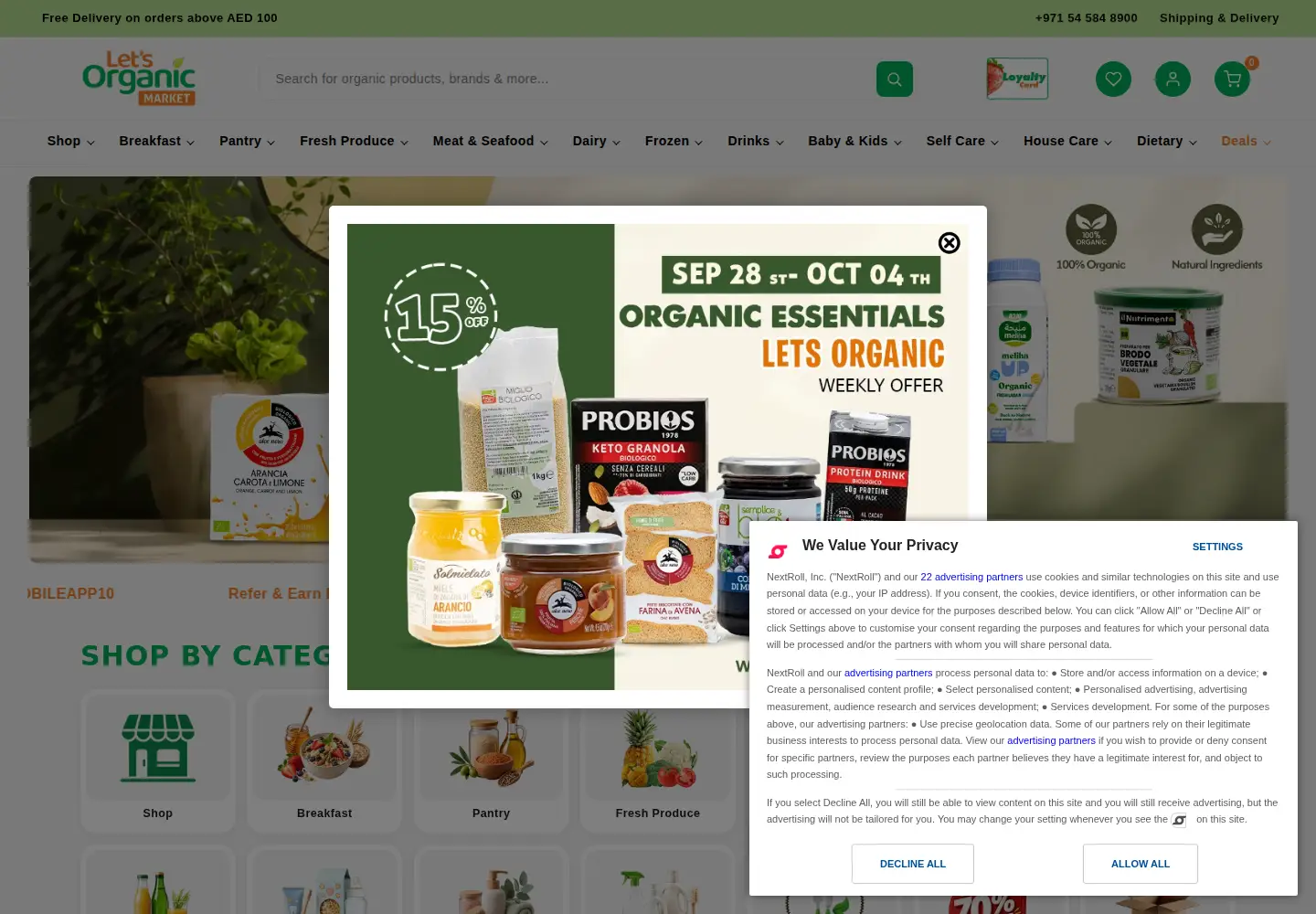 Captured homepage of letsorganic.com in the current scan