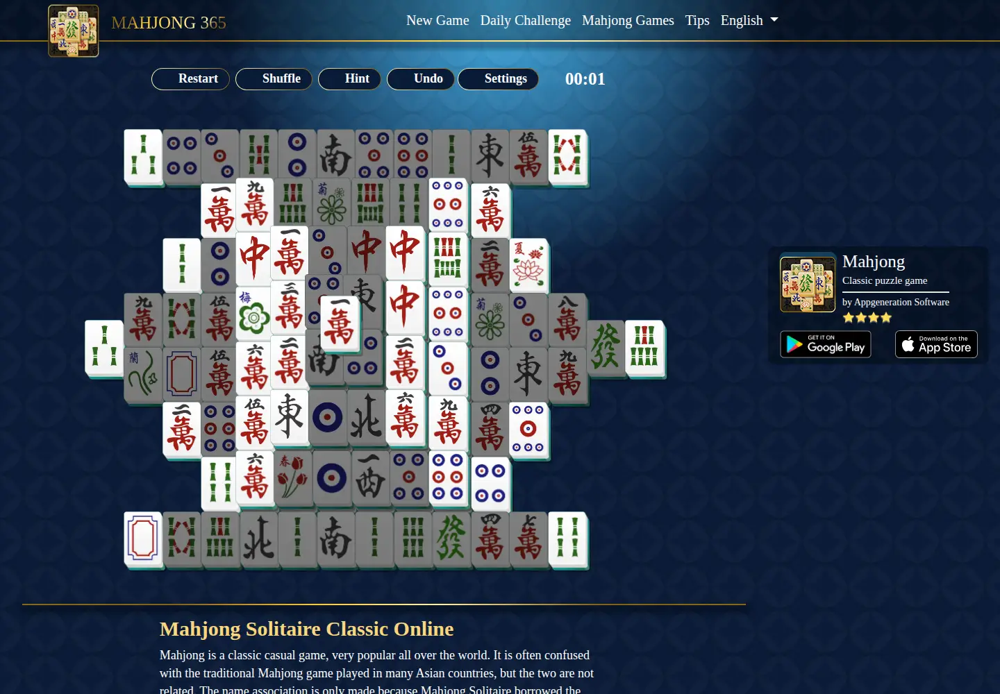 Screenshot of mahjongonline365.com
