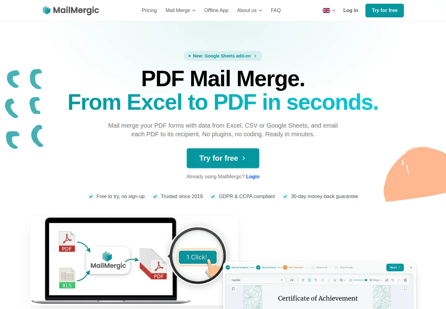 Screenshot of mailmergic.com
