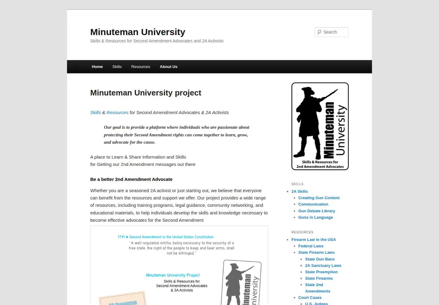 Captured homepage of minutemanuniversity.com in the current scan