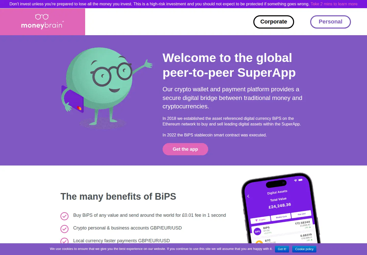 Captured homepage of moneybrain.com in the current scan