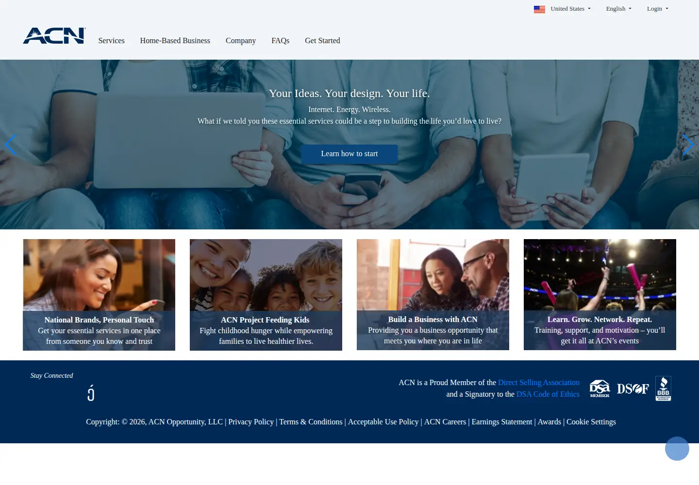 Captured homepage of myacn.com in the current scan