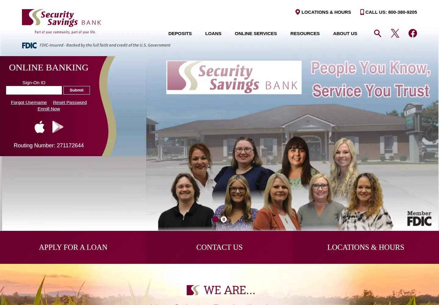 Captured homepage of securitysavings.com in the current scan