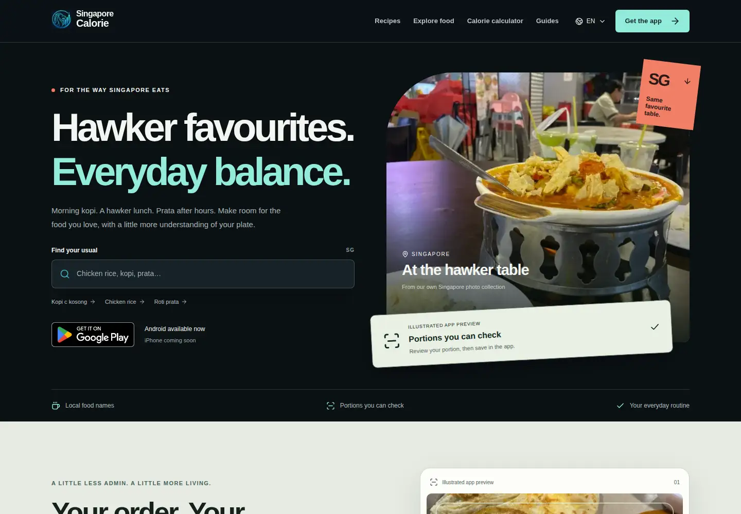 Captured homepage of singaporecalorie.com in the current scan