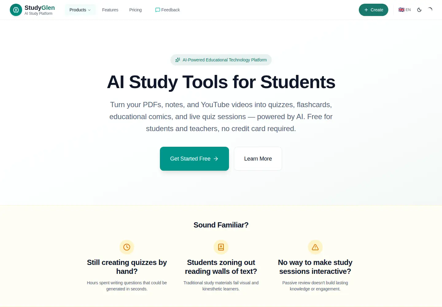 Captured homepage of studyglen.com in the current scan