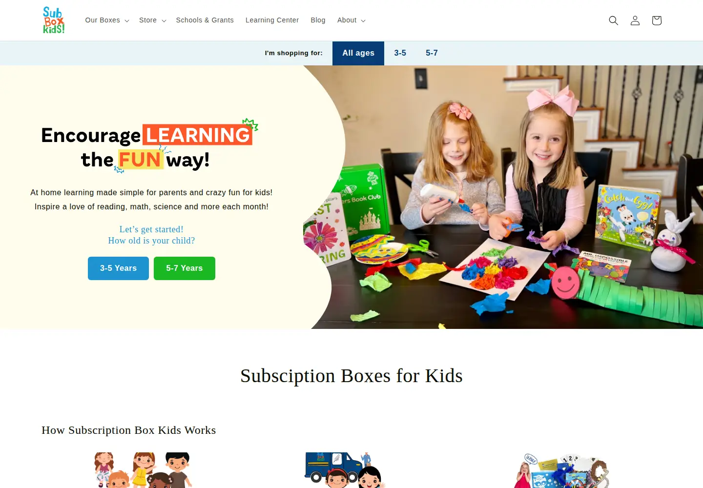 Screenshot of subscriptionboxkids.com