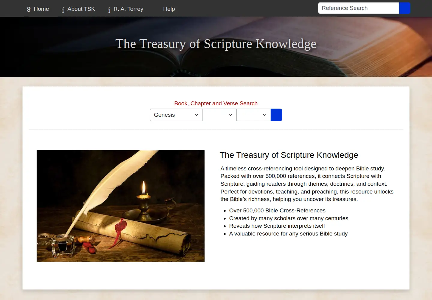 Captured homepage of thetreasuryofscriptureknowledge.com in the current scan