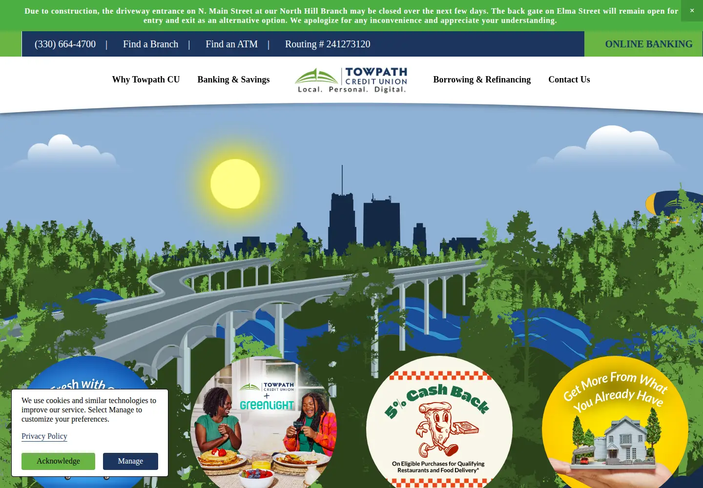 Captured homepage of towpathcu.com in the current scan