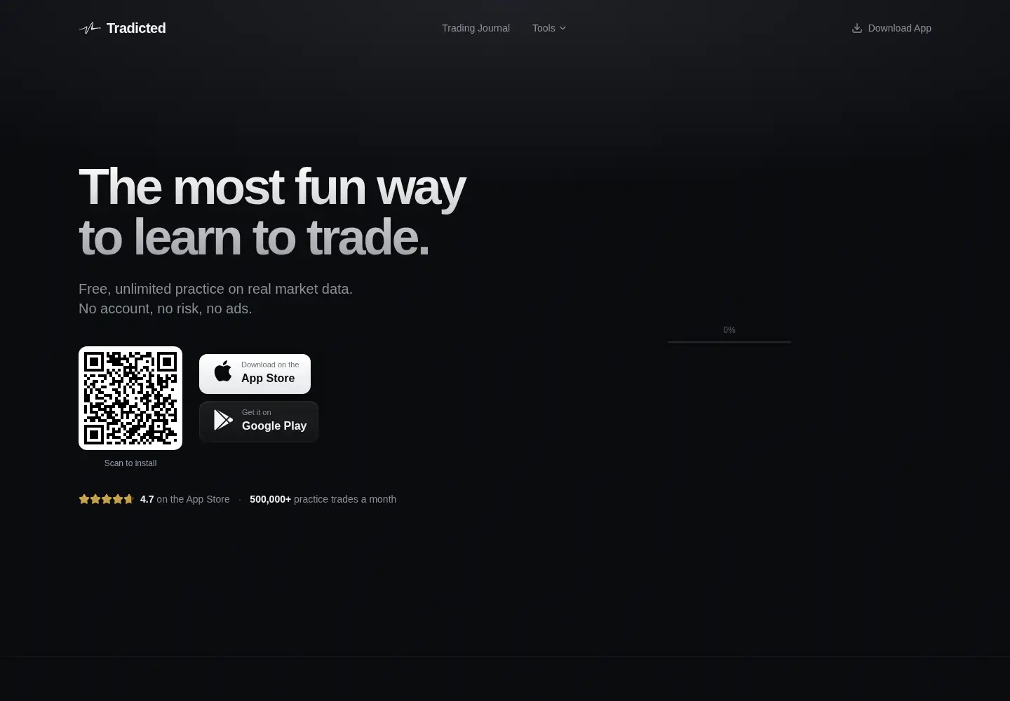 Captured homepage of tradicted.com in the current scan