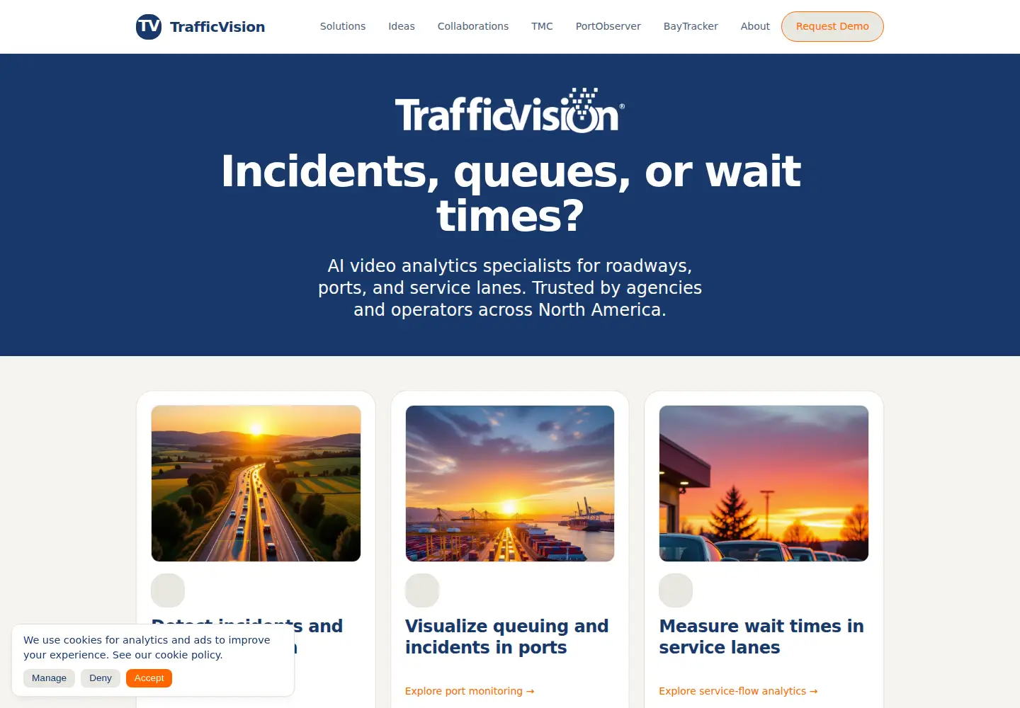 Captured homepage of trafficvision.com in the current scan