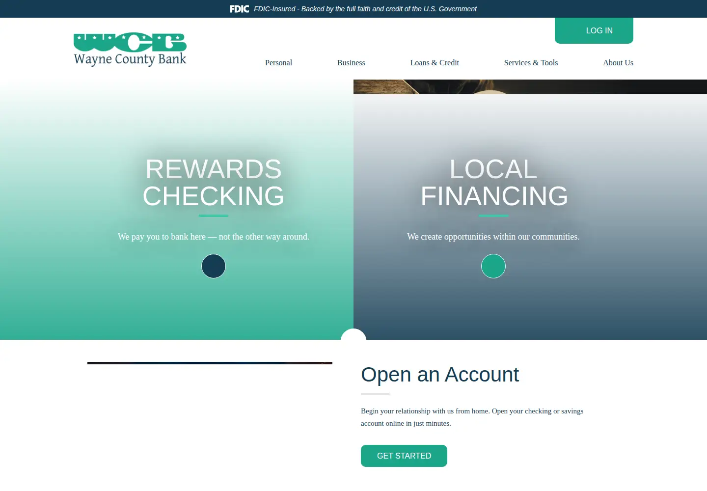 Captured homepage of waynecountybank.com in the current scan