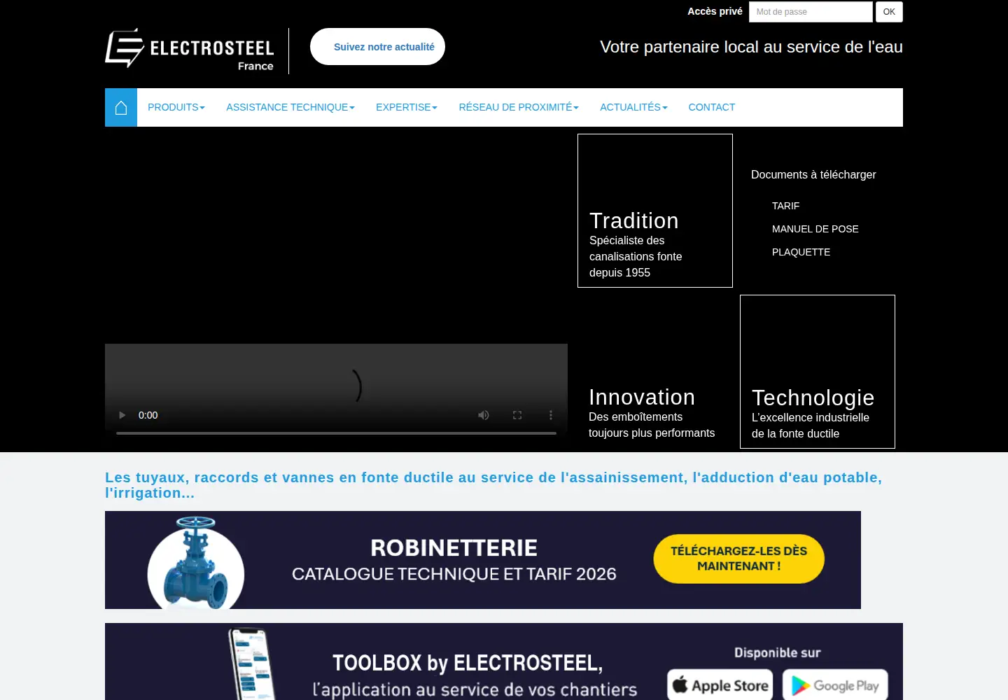 Captured homepage of electrosteel.fr in the current scan