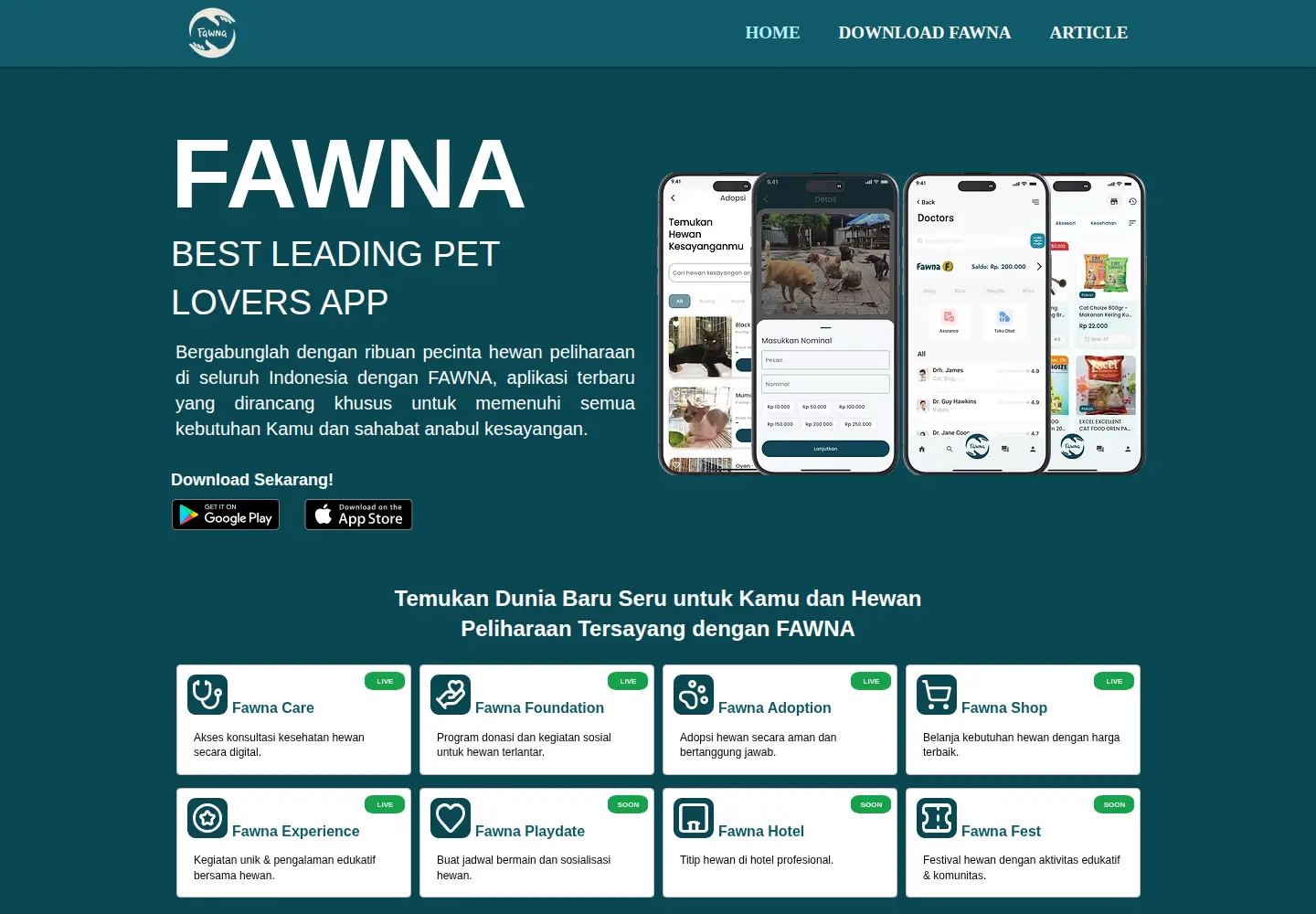 Captured homepage of fawna.id in the current scan