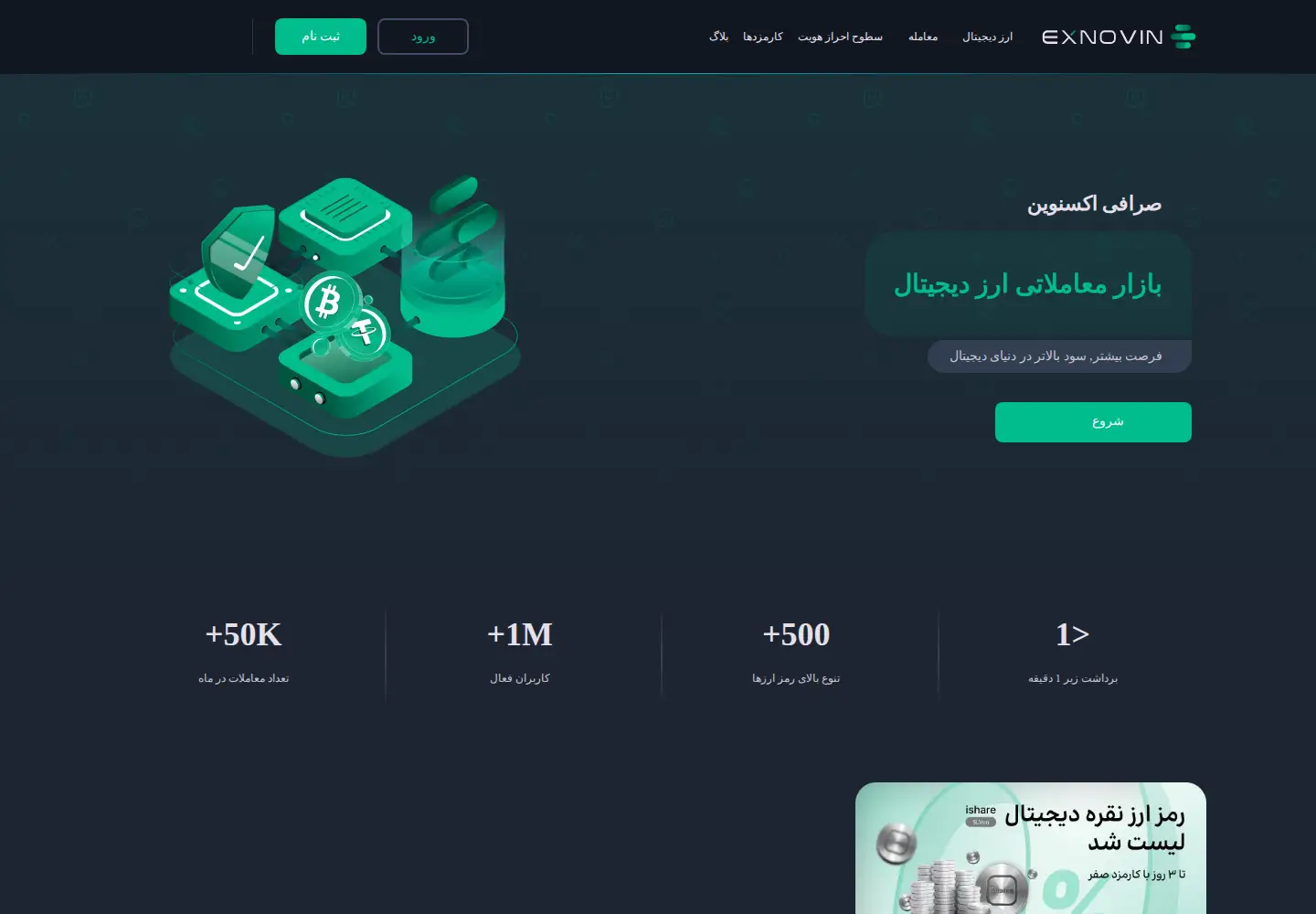Captured homepage of exnovin.io in the current scan