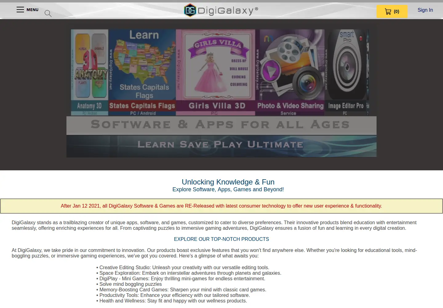 Captured homepage of digigalaxy.net in the current scan