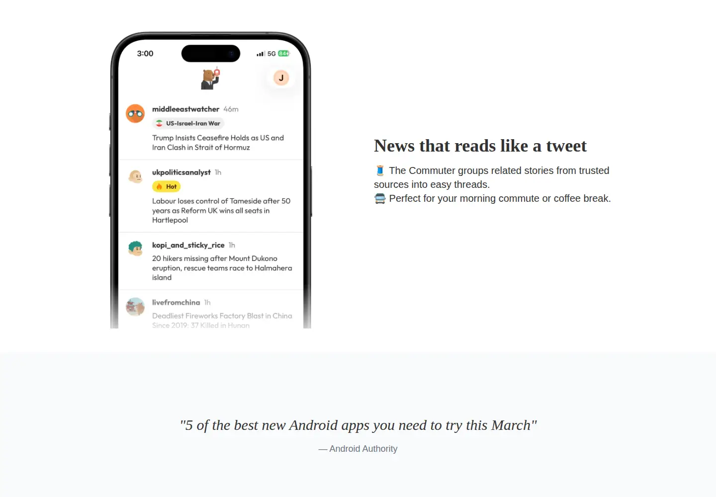 Screenshot of commuter.news