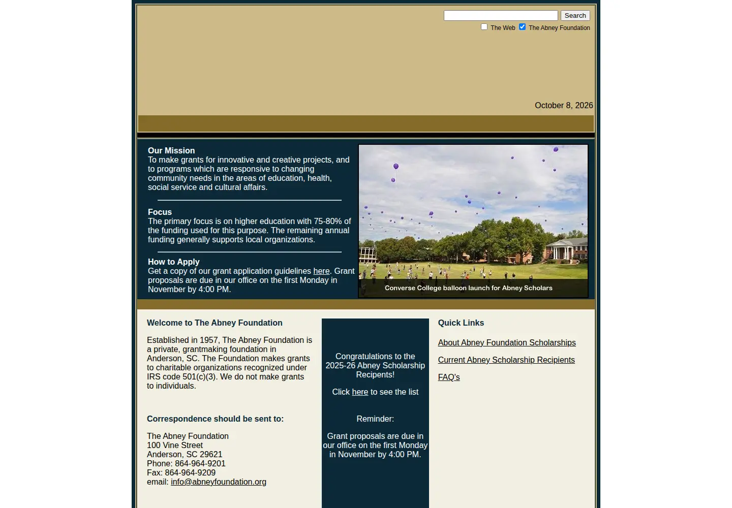 Screenshot of abneyfoundation.org