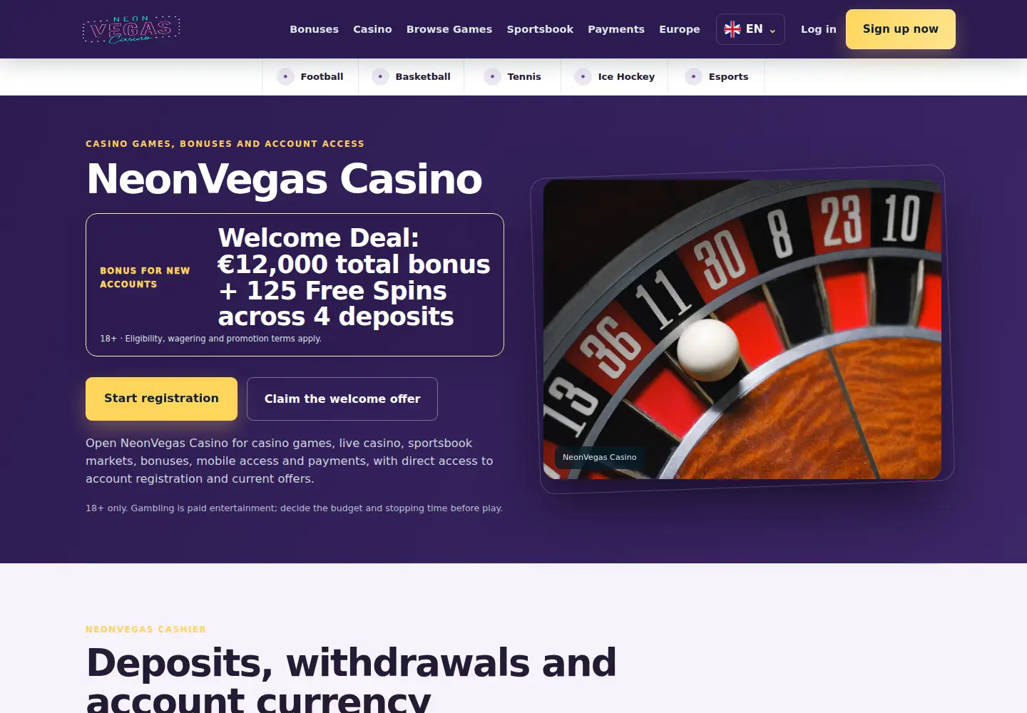 Screenshot of neonvegas.eu