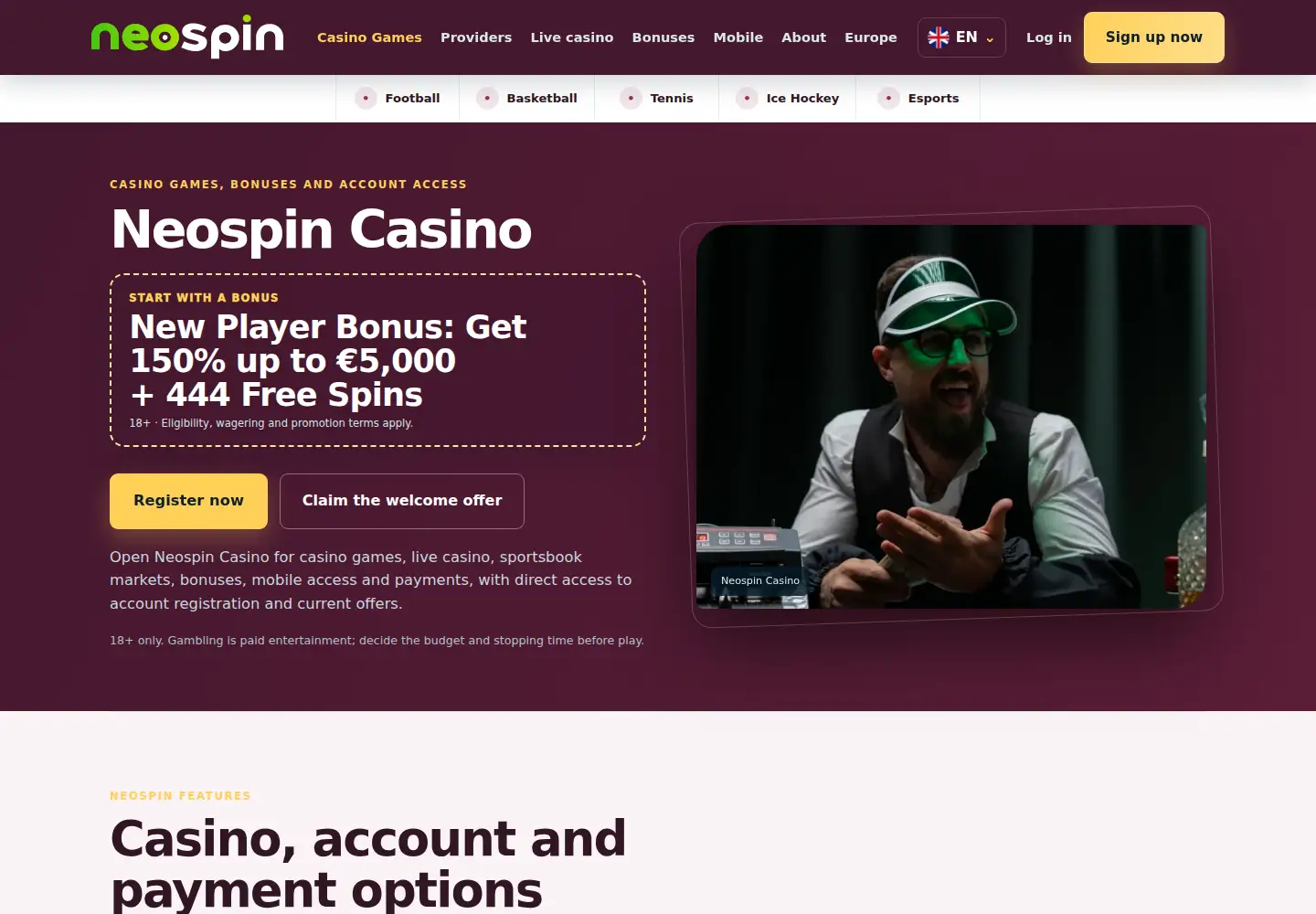 Screenshot of neospin.eu