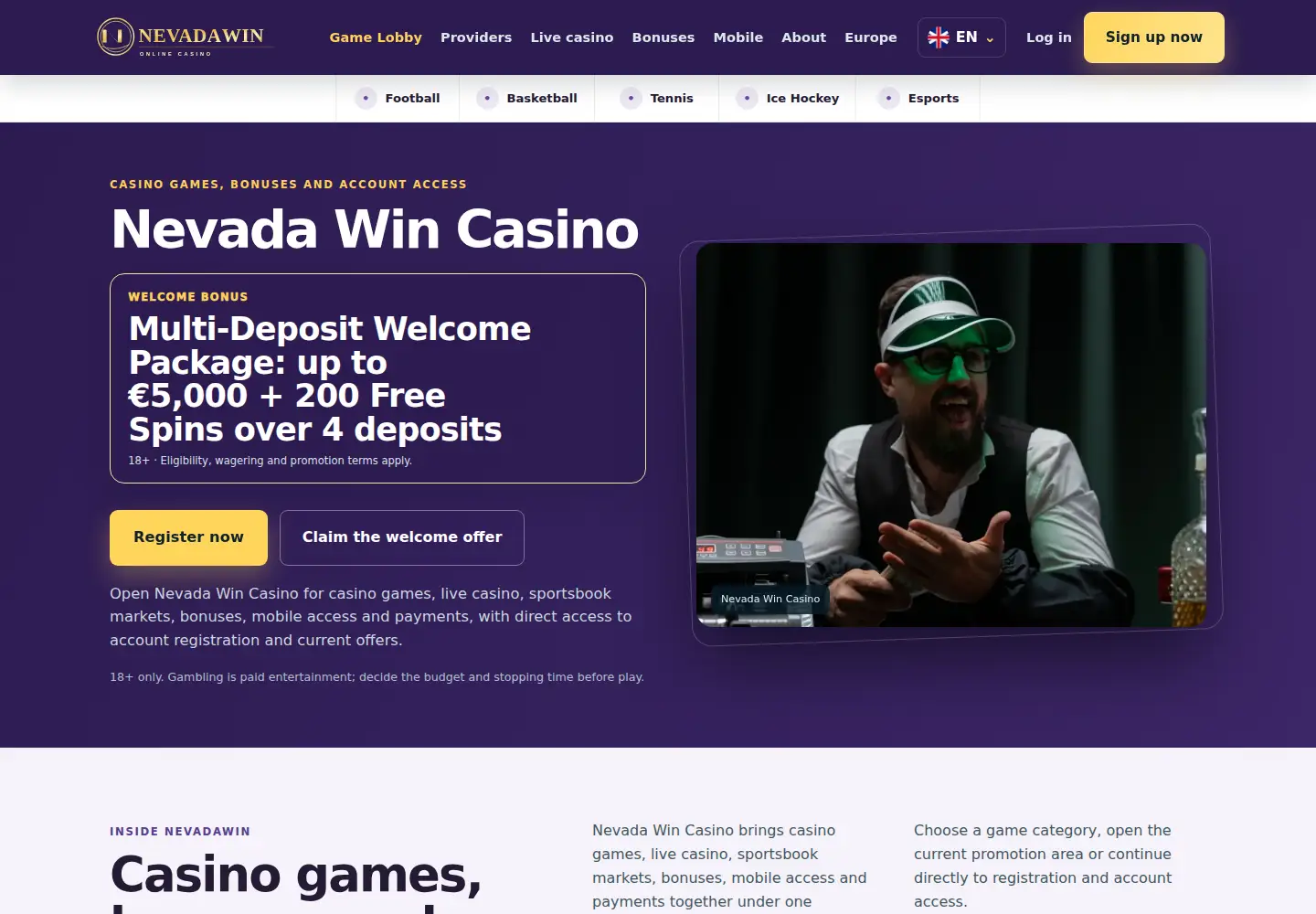 Screenshot of nevadawin.eu