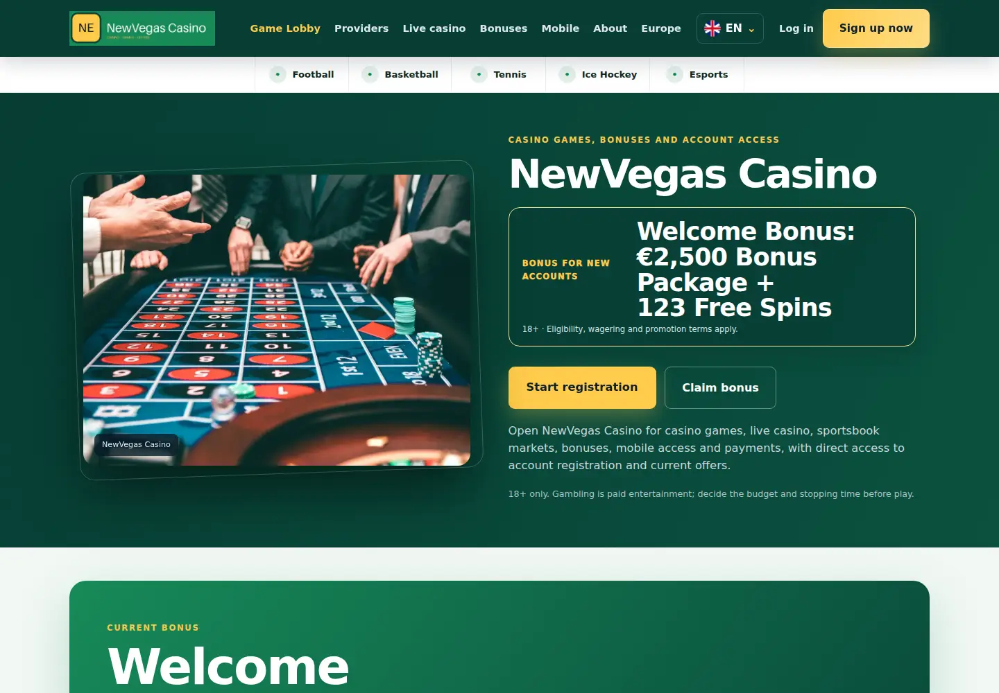Screenshot of newvegascasino.eu