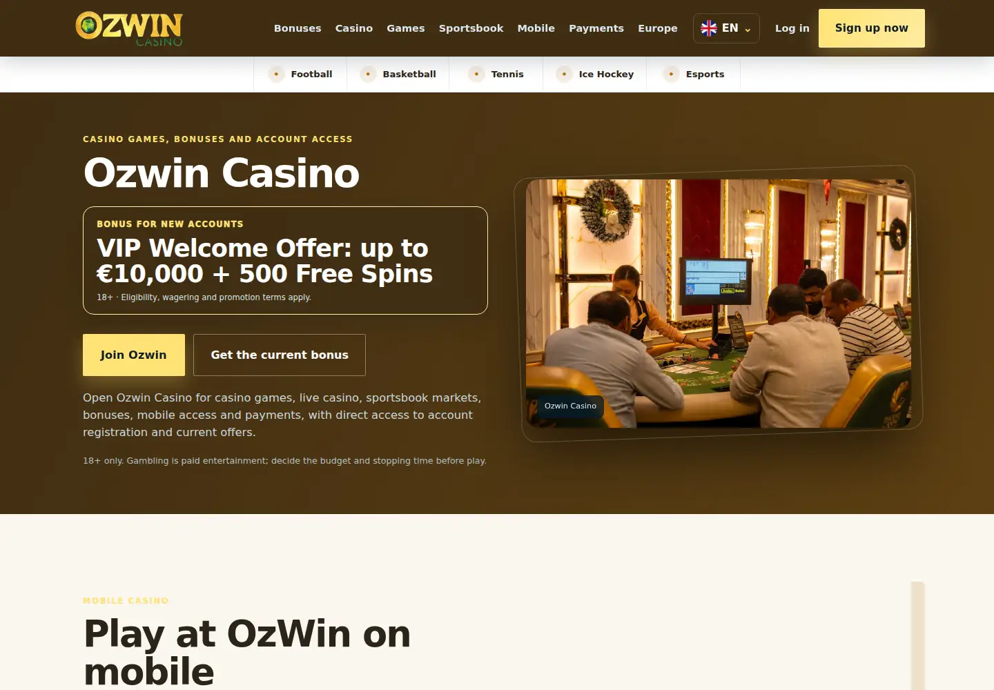 Screenshot of ozwin.eu