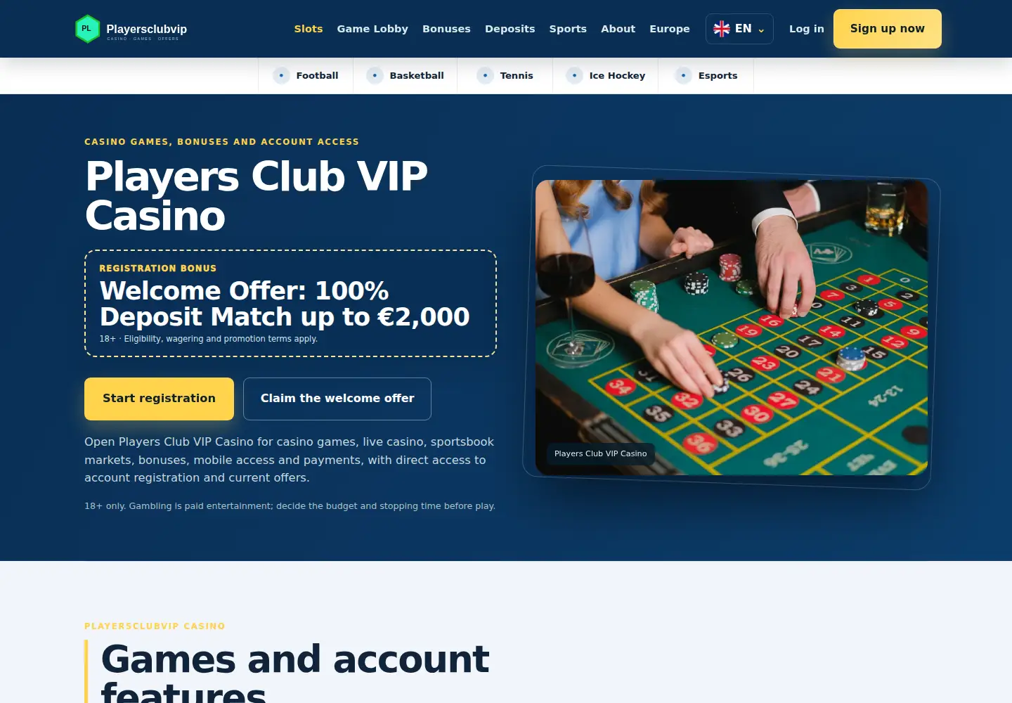 Screenshot of playersclubvip.eu
