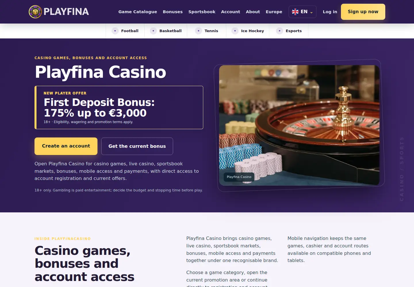 Screenshot of playfinacasino.eu