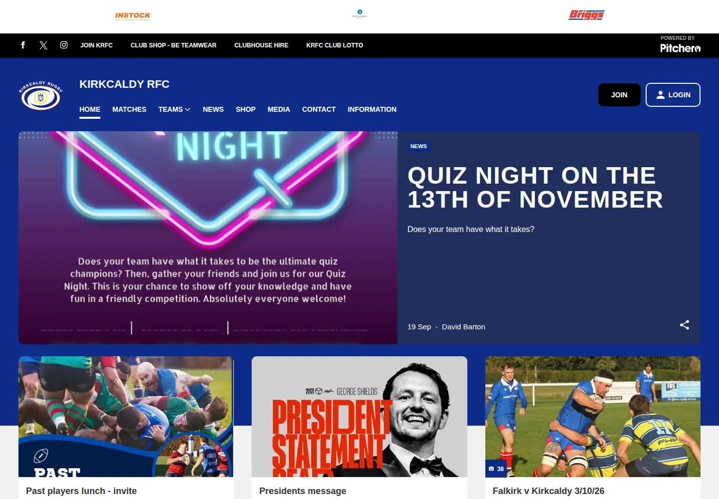 Screenshot of kirkcaldyrugby.co.uk