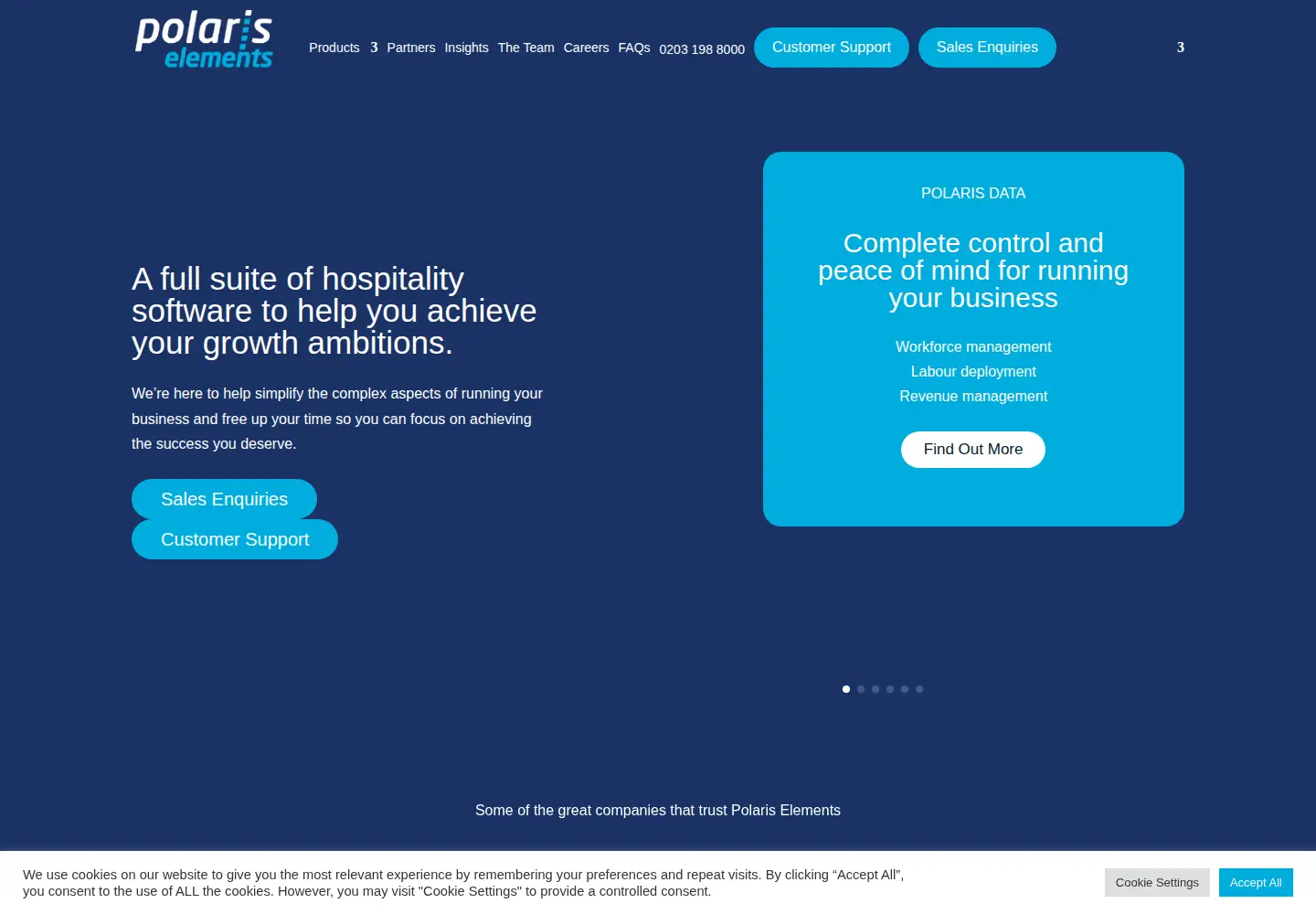 Captured homepage of polaris-elements.co.uk in the current scan