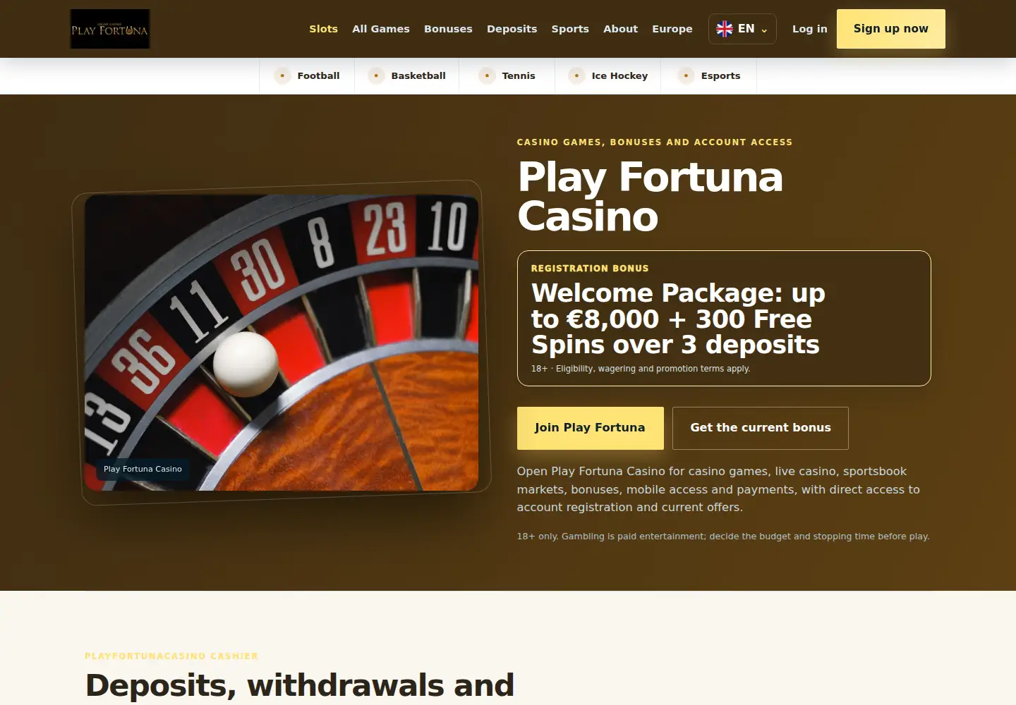 Screenshot of playfortunacasino.eu