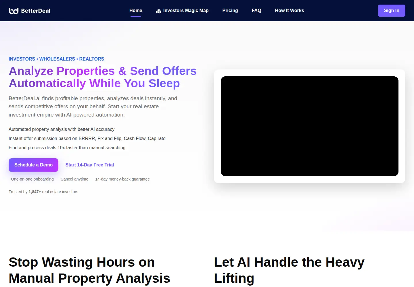 Captured homepage of betterdeal.ai in the current scan