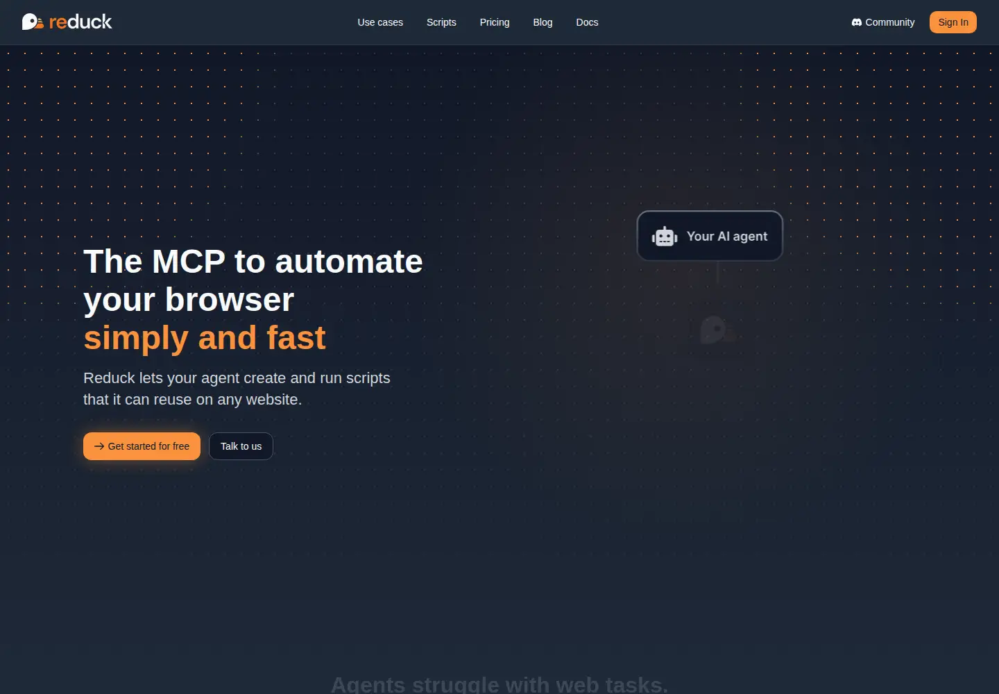 Captured homepage of reduck.ai in the current scan